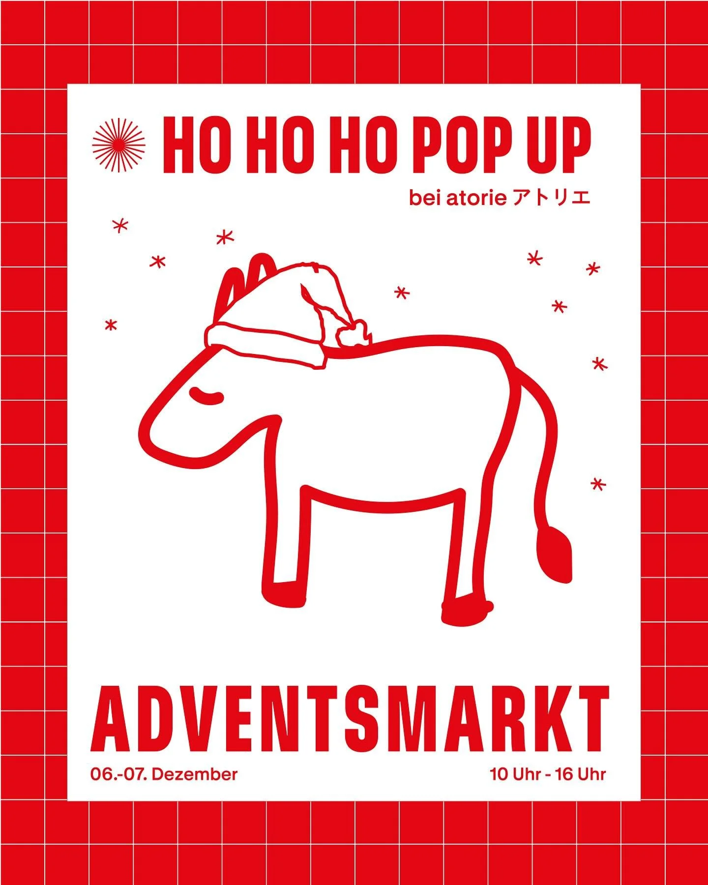 ✨SA. 06 &amp; SO. 07. DEZ 10:00 - 16:00 UHR 🌟: Wir laden euch herzlich zum HO HO HO POP UP Adventsmarkt bei @atorie_munich アトリエ ein! 🫏 ⭐️

Es erwarten euch regionale, handgefertigte Geschenkideen und Kunstwerke! Punsch und Pl&auml;tzchen warten nat