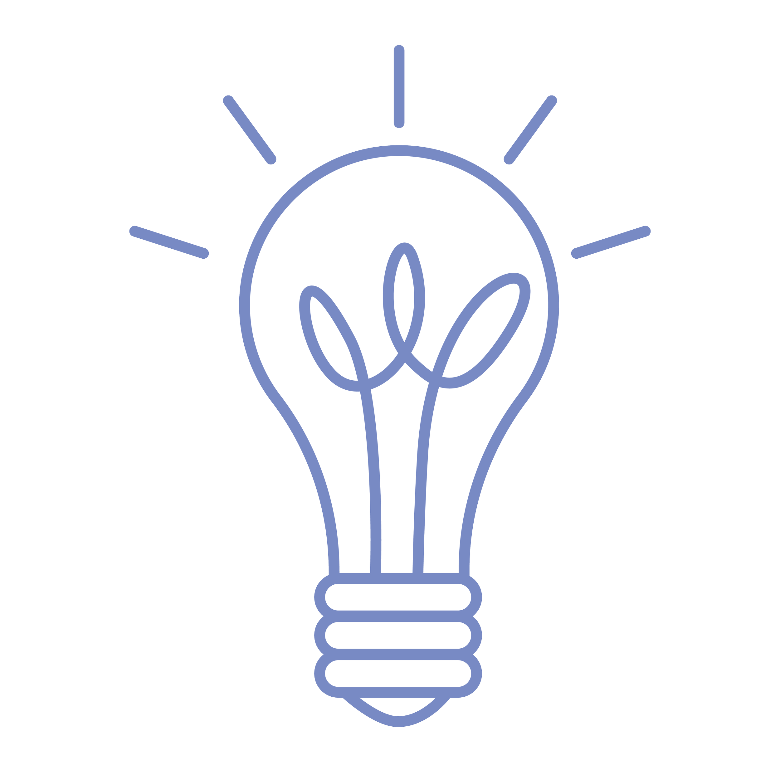 Symbol eines Glühbirnen-Designs, eingerahmt von Lichtstrahlen.