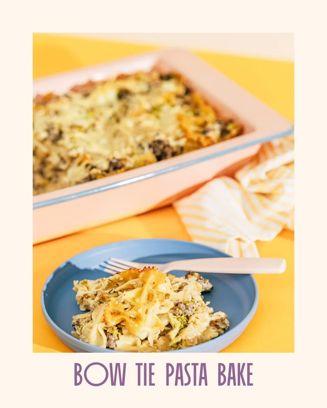 This Bow Tie Pasta Bake started with a recipe Miss Lily Hardy taught @chefandthef years ago called Kill Hungry&mdash;ground beef, tomatoes, and macaroni cooked together until it could feed a crowd. Viv's version nods to that old-school spirit but tak