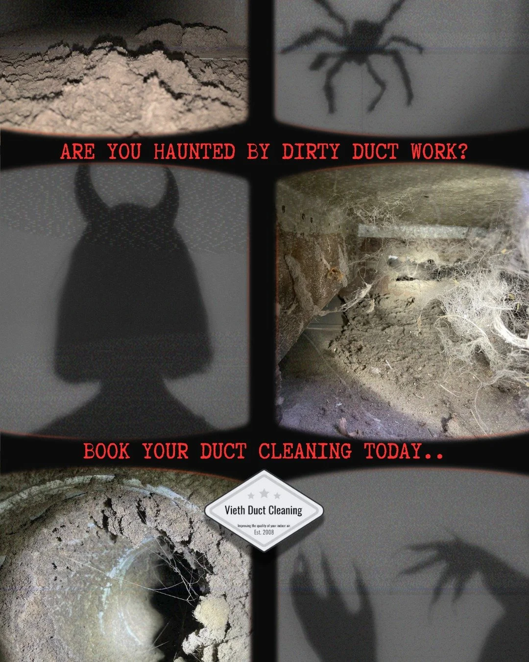 Don’t let dirt, debris, and allergens haunt your home this fall — Book your duct cleaning today! 🧹💨
Click the link in bio to book... or else...😱
(715) 735-7579
#Halloween #Spooky #DuctCleaning #ViethDuctCleaning #Marinette #Menominee
