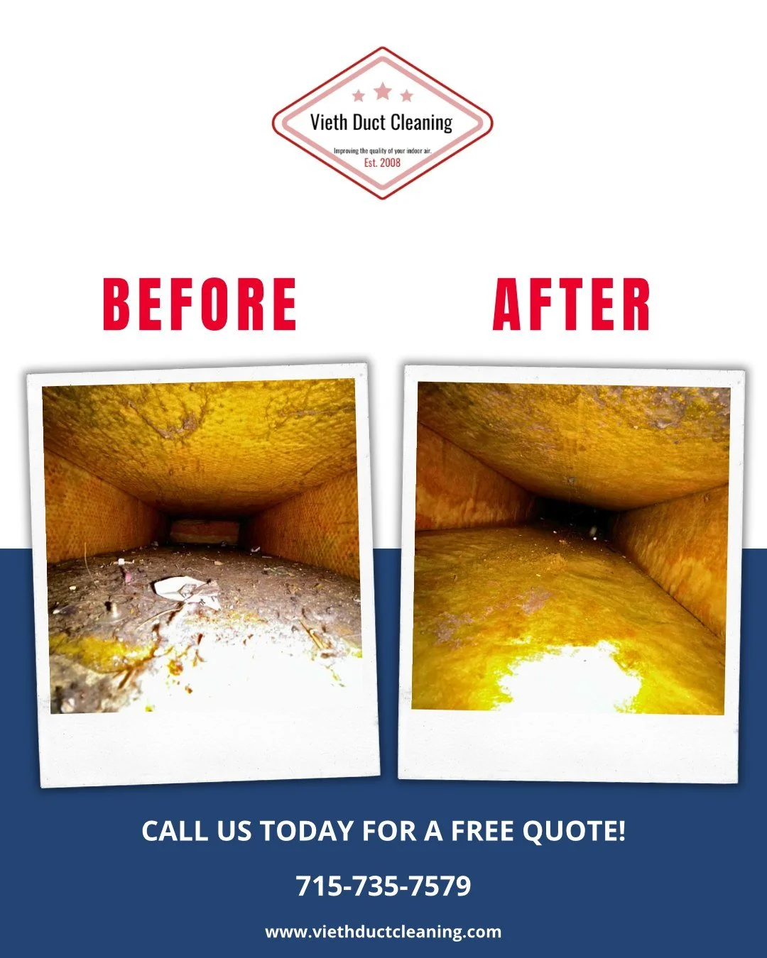You wouldn't believe the before if you didn&rsquo;t see it! 😳 

Ready to breathe easier? Click the link in our bio to book now! 🔗
📞 715-735-7579

#BeforeAndAfter #DuctCleaning #CleanAir #HomeCare #AirQuality #ViethDuctCleaning #Marinette #Menomine