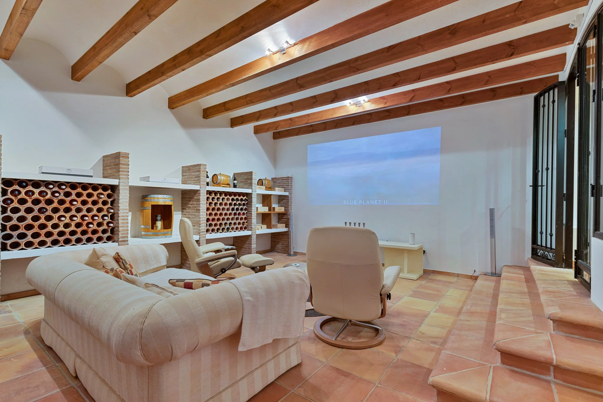 Custom wine cellar with cinema