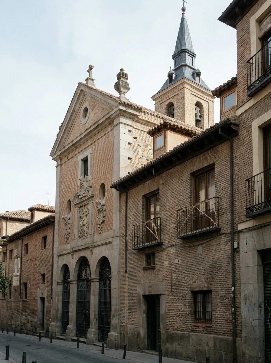 Fachada del Convento de las Trinitarias Descalzas en Madrid, vinculado a la tumba de Cervantes.