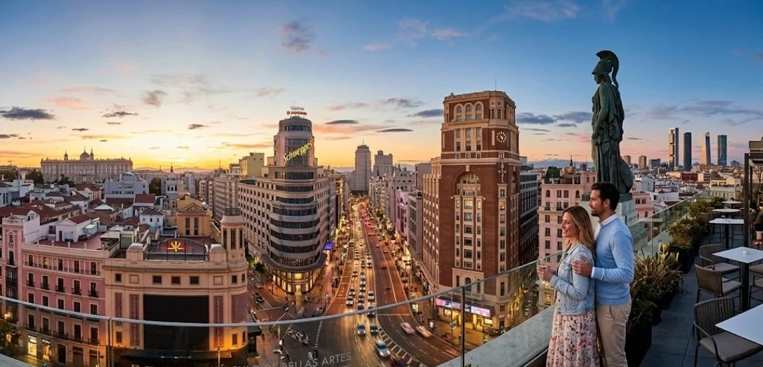 Vista panorámica de Madrid desde la azotea del Círculo de Bellas Artes.