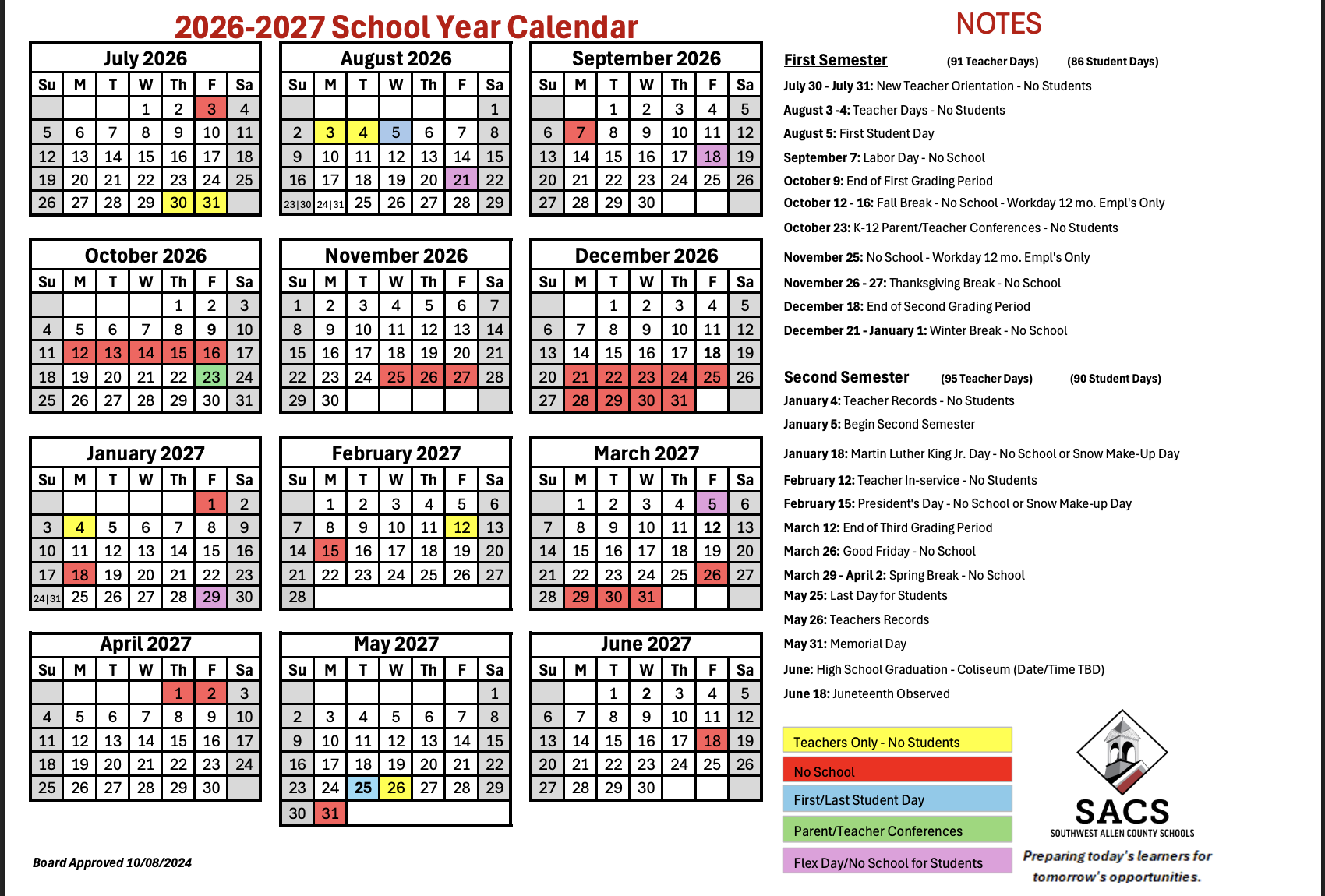 2026-27 Calendar