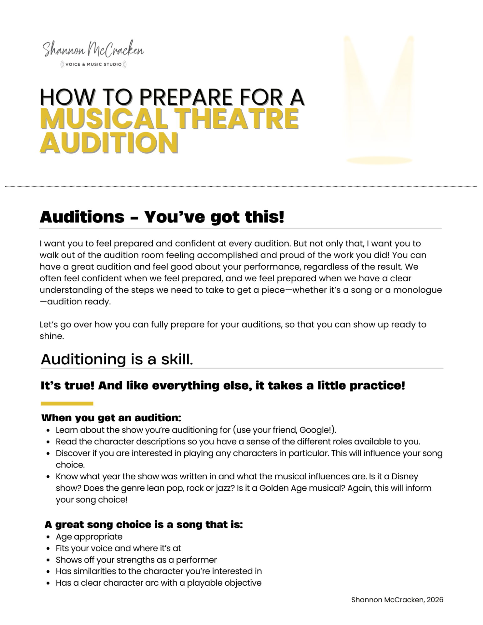 Quick Guide: How to prepare for a Musical Theatre audition!