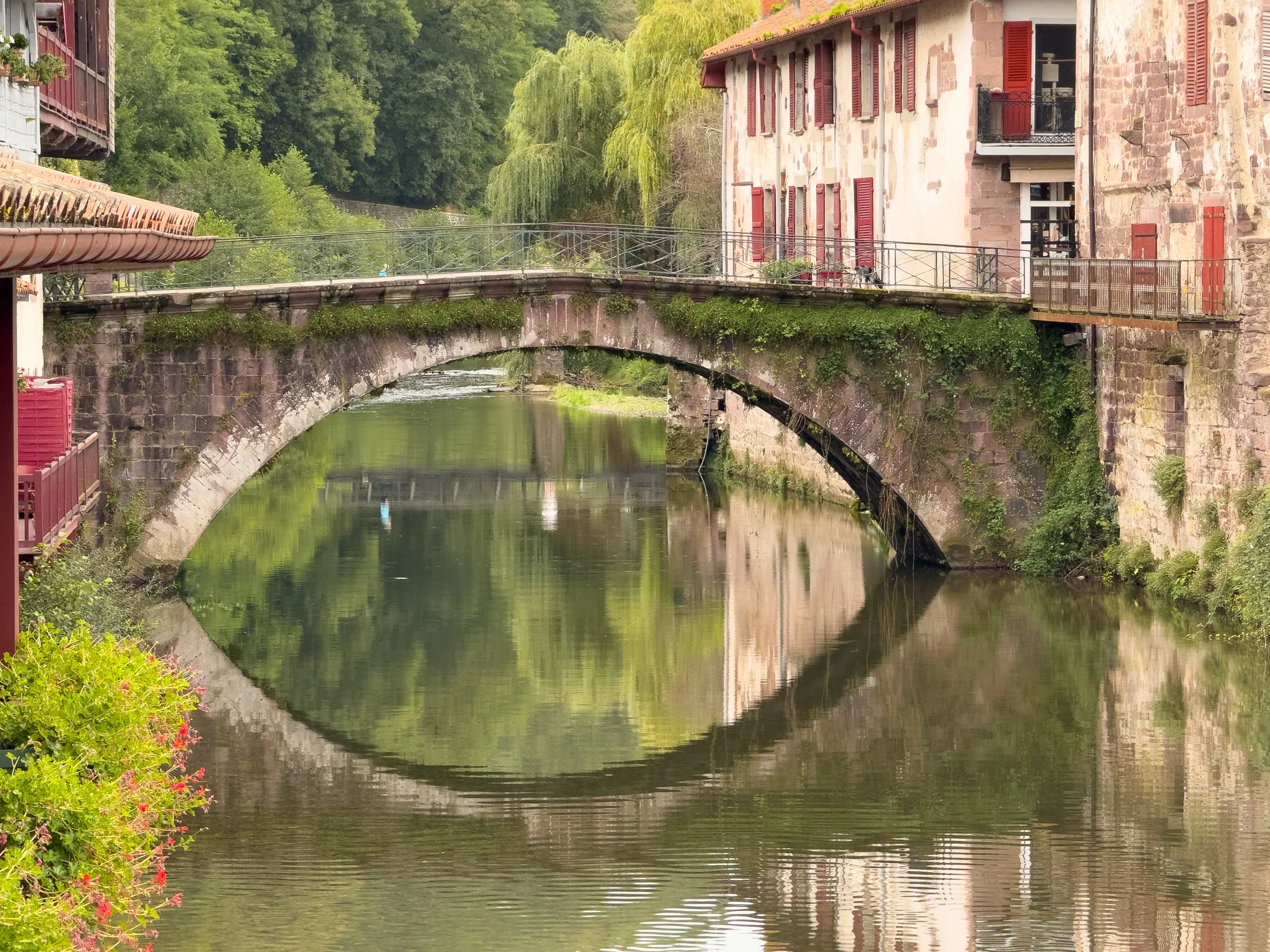 Bridge over the Nive River in Saint Jean Pied de Port, France September 2025