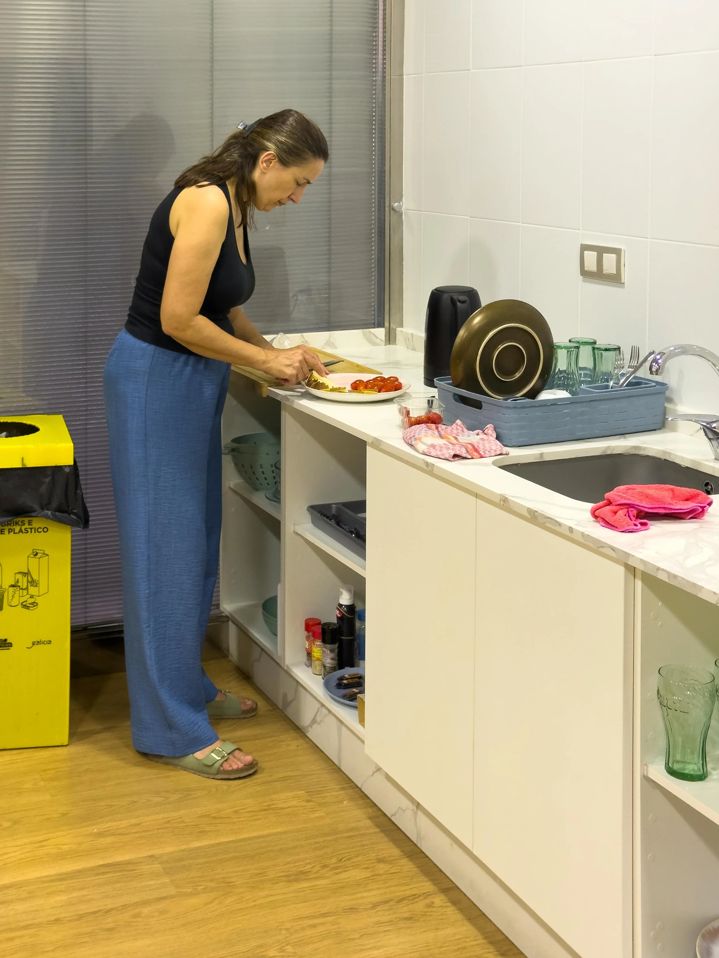 Olga making dinner after a trip to the grocery store..... again!!!!