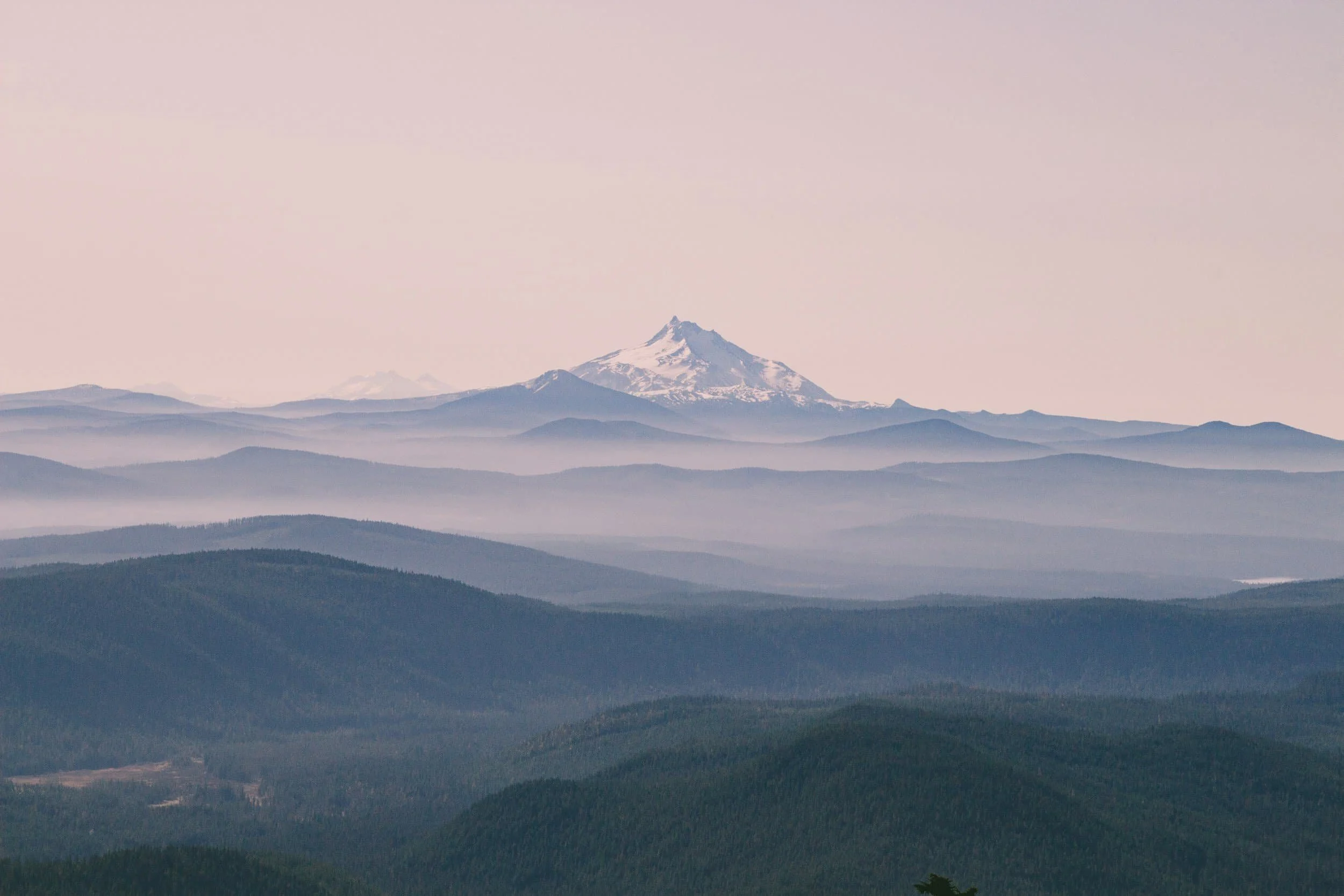 Mount Hood in Oregon via landscape with a pink tinted hue edit.