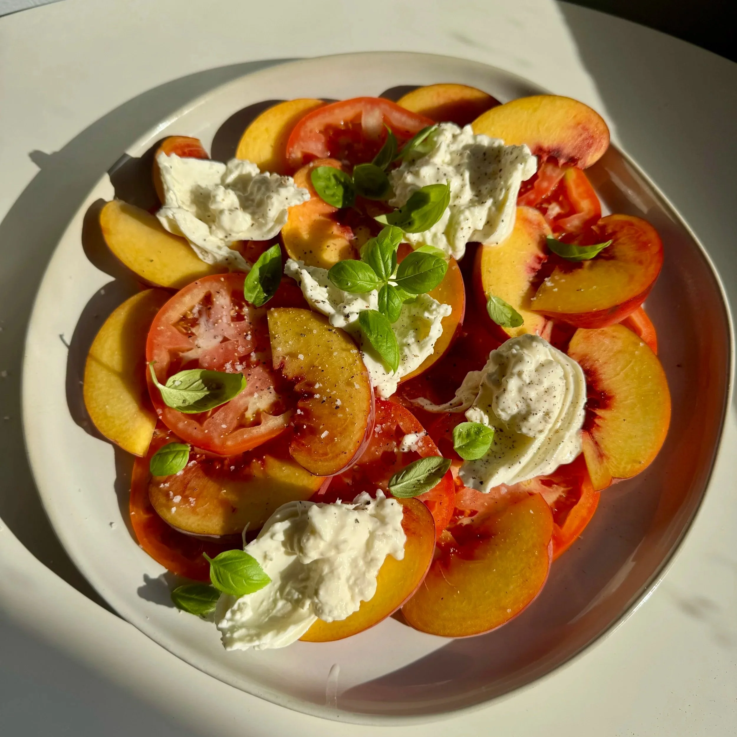 Peach &amp; Tomato Burrata Salad