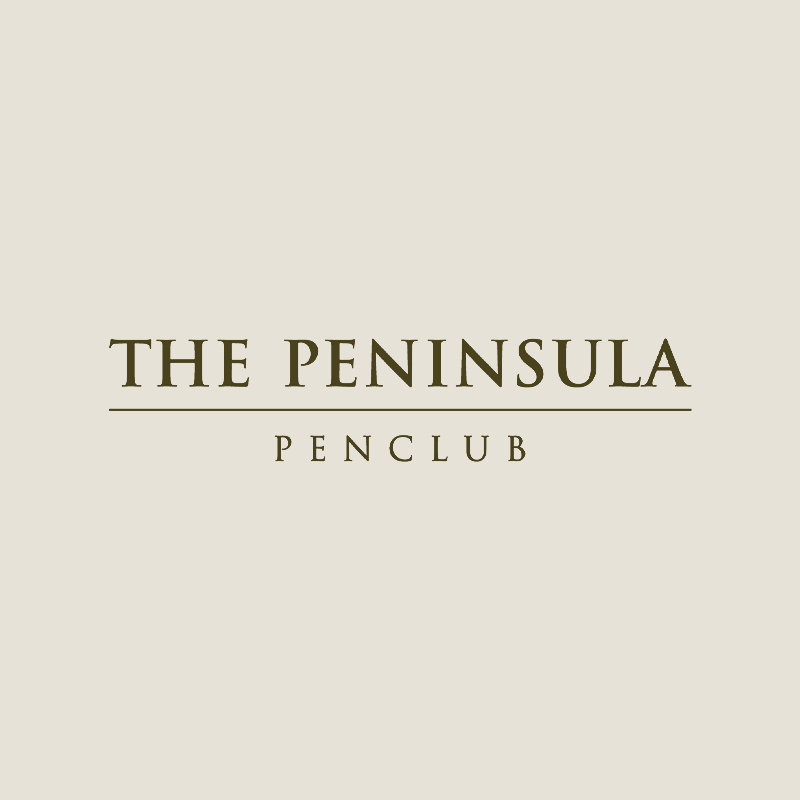 Logo for The Peninsula Pentclub on a beige background.