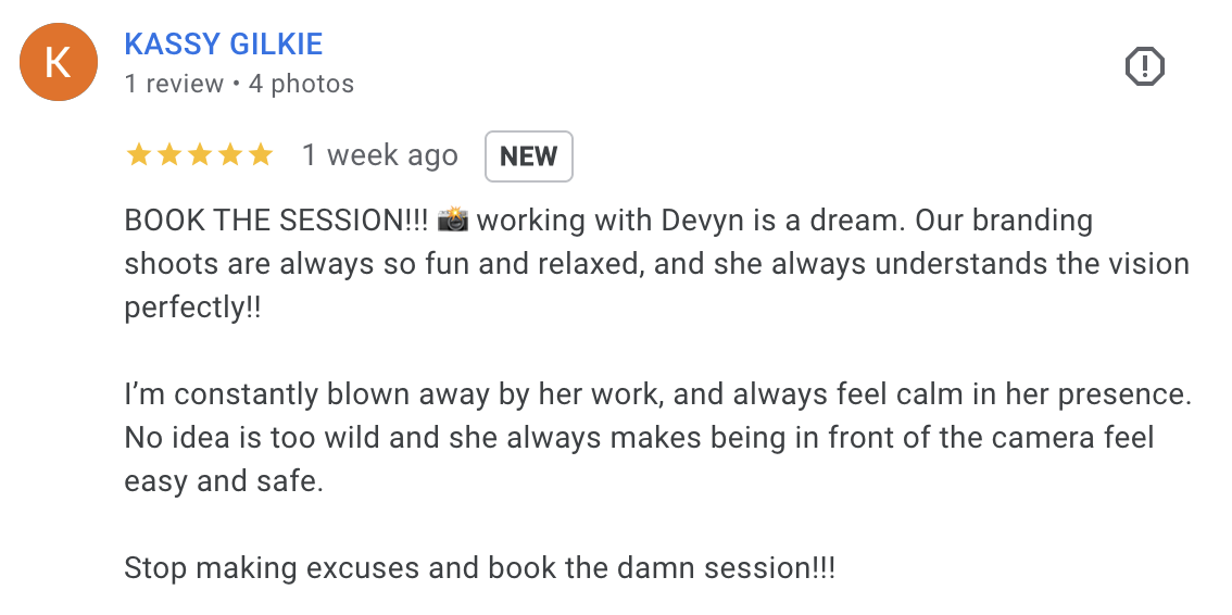  BOOK THE SESSION!!! 📸 working with Devyn is a dream. Our branding shoots are always so fun and relaxed, and she always understands the vision perfectly!!  I’m constantly blown away by her work, and always feel calm in her presence. No idea is too w