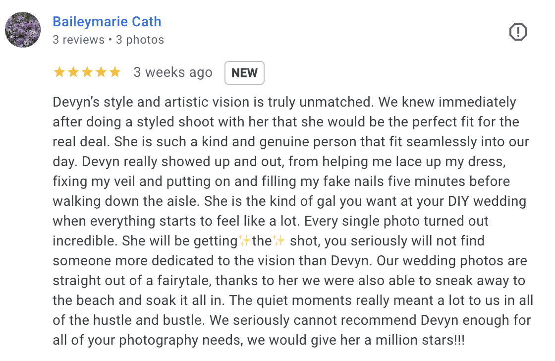  Devyn’s style and artistic vision is truly unmatched. We knew immediately after doing a styled shoot with her that she would be the perfect fit for the real deal. She is such a kind and genuine person that fit seamlessly into our day. Devyn really s