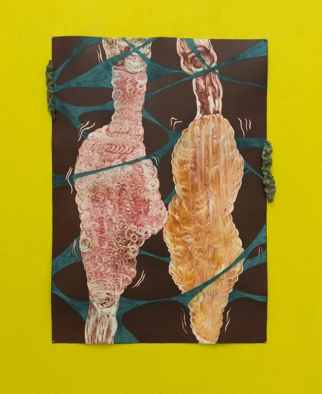 Crystaslis Canoodle, etching ink, oil, pastel & bronze, 100 x 70cm, 2019