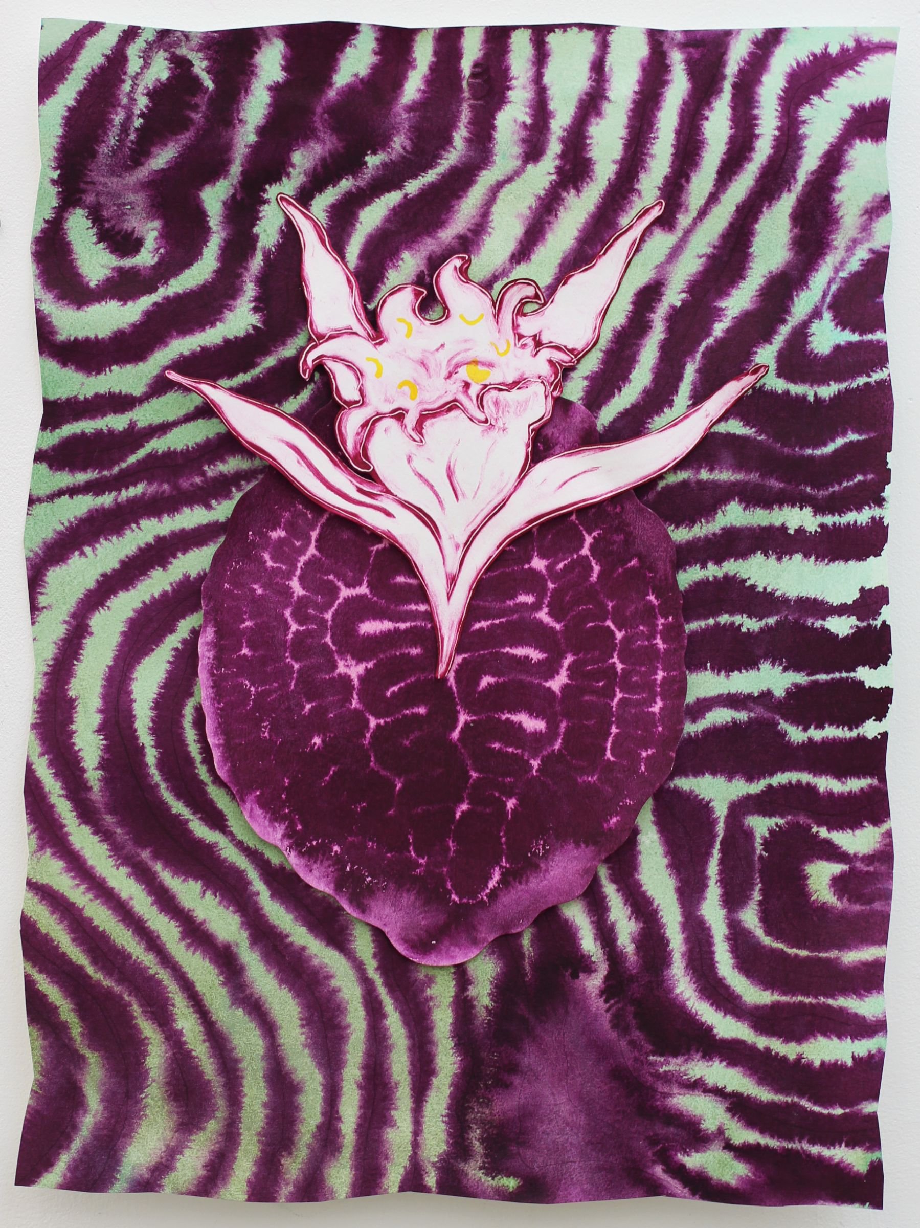 Neuro-bloom, etching ink & acrylic ink collage, 45 x 28cm