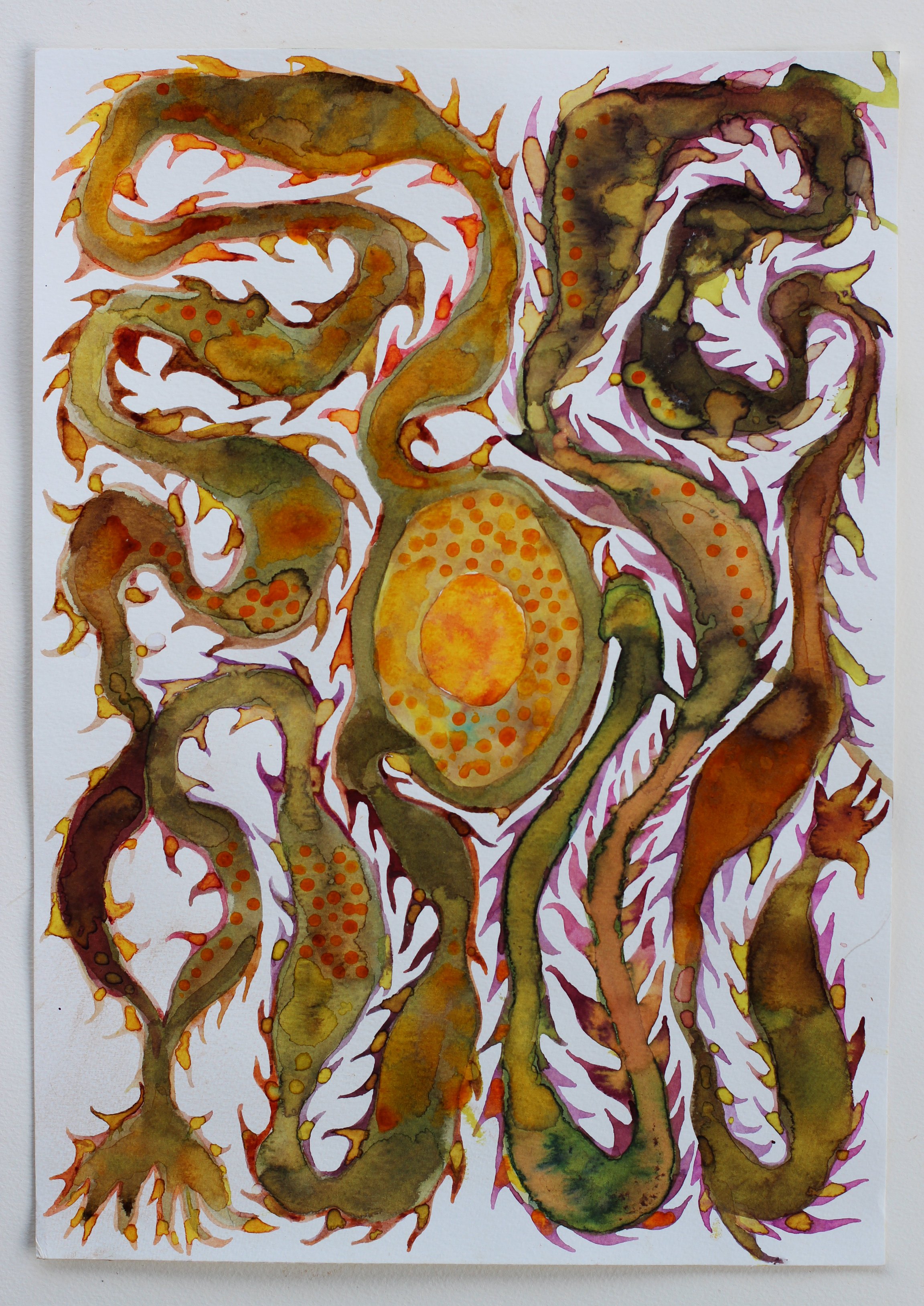 Gilded Crucible, watercolour ink, 42 x 29cm