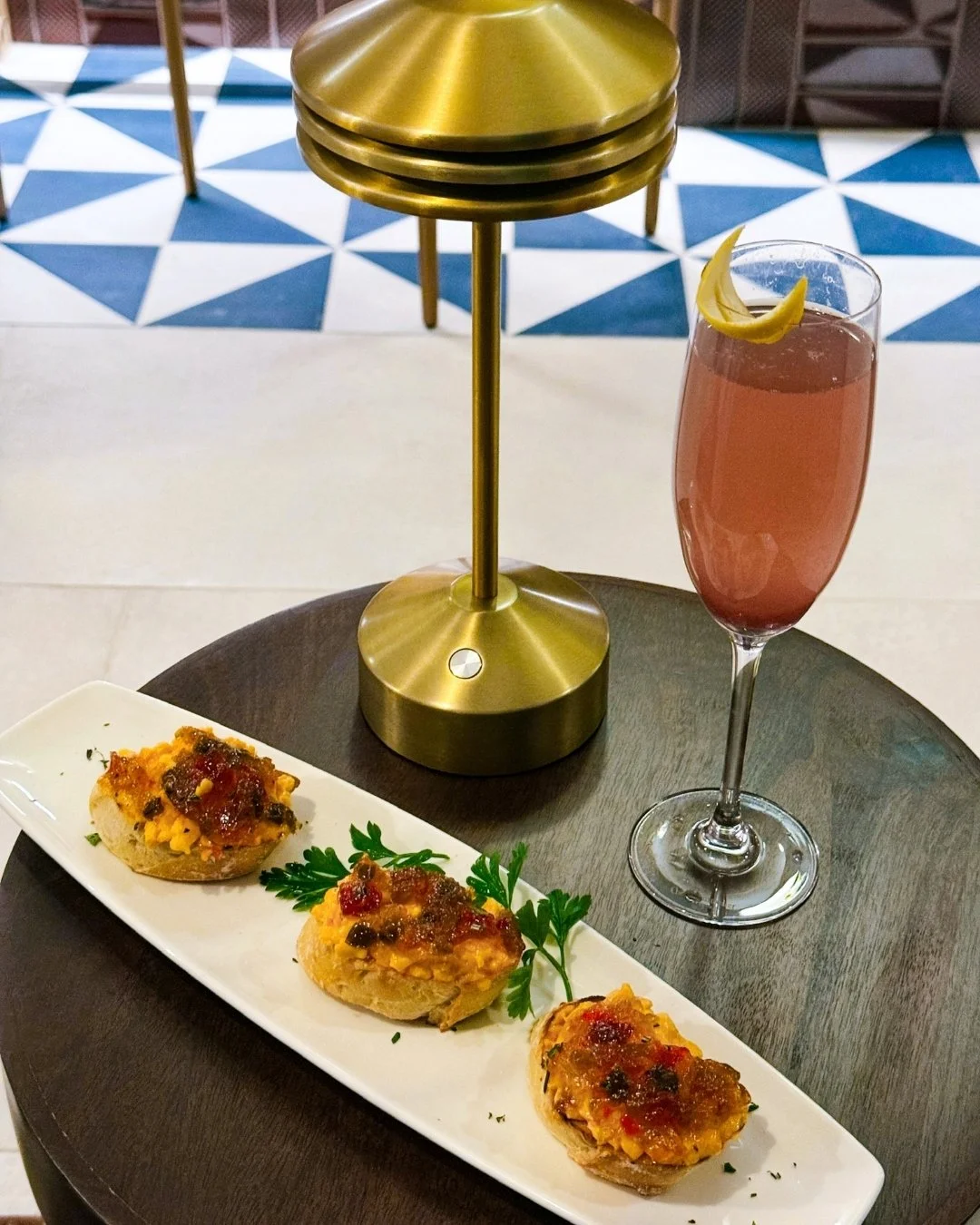 Sweet heat, creamy bite, and just the right crunch.

Pimento Cheese &amp; Pepper Jelly Crostini, done the Side Eye way.