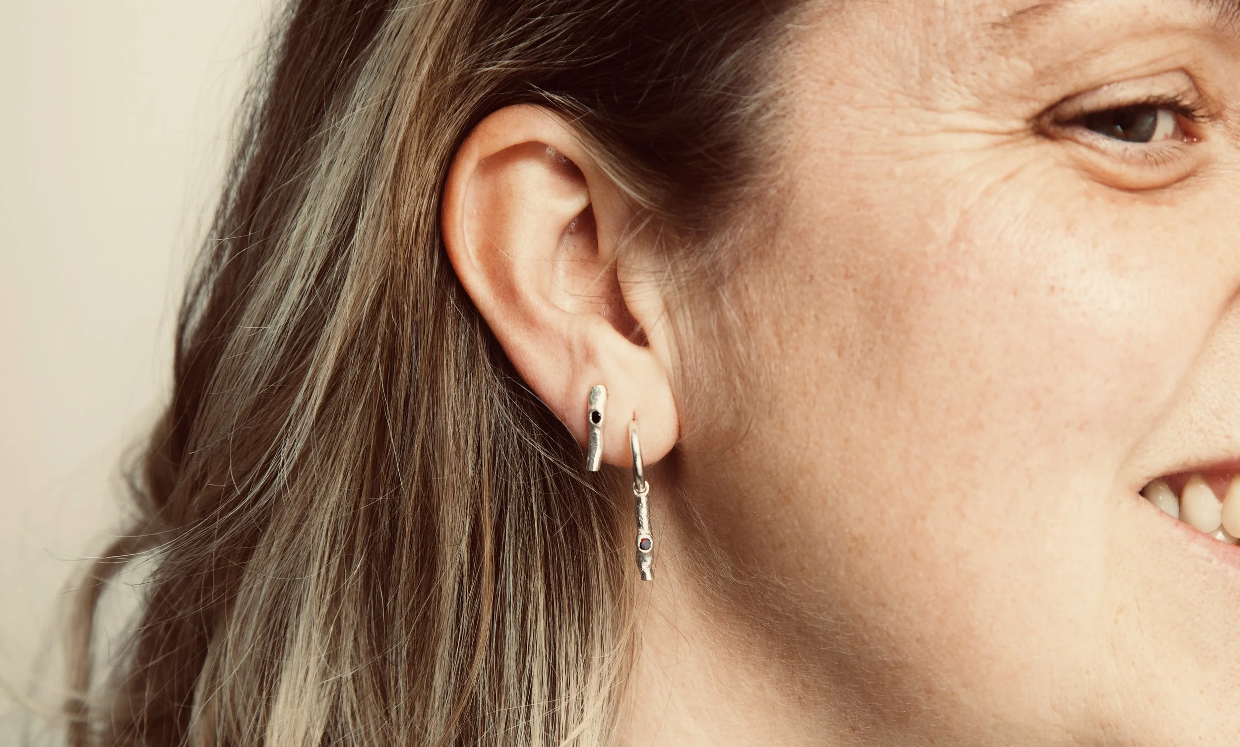 Gema Single Stud Earrings in Silver and Gold Vermeil