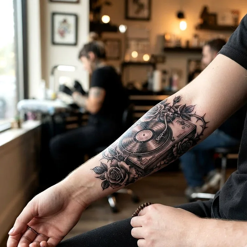 Record Player Tattoo Ideas