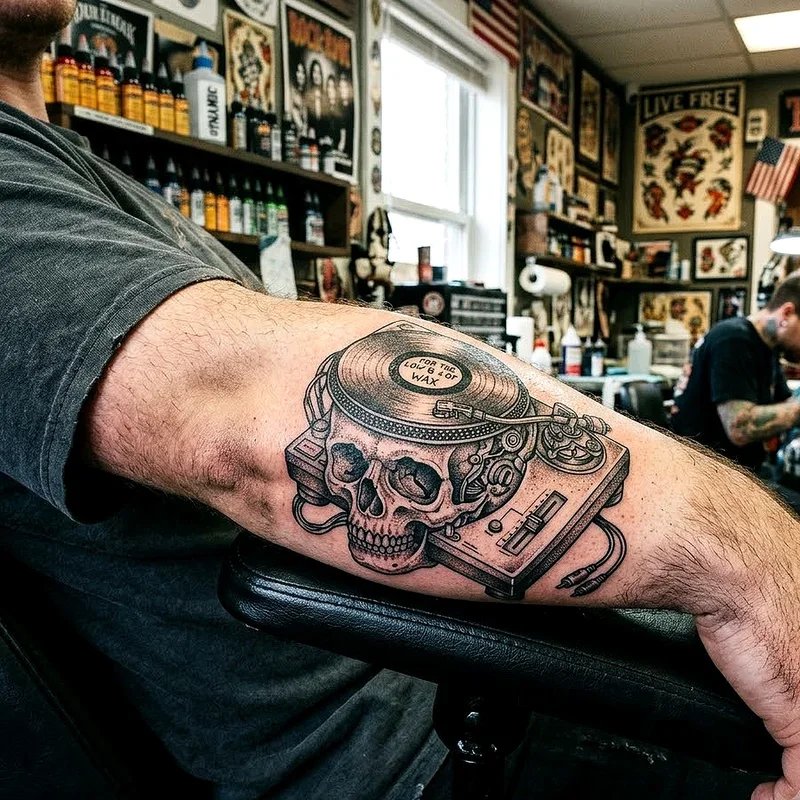 Record Player Tattoo Ideas
