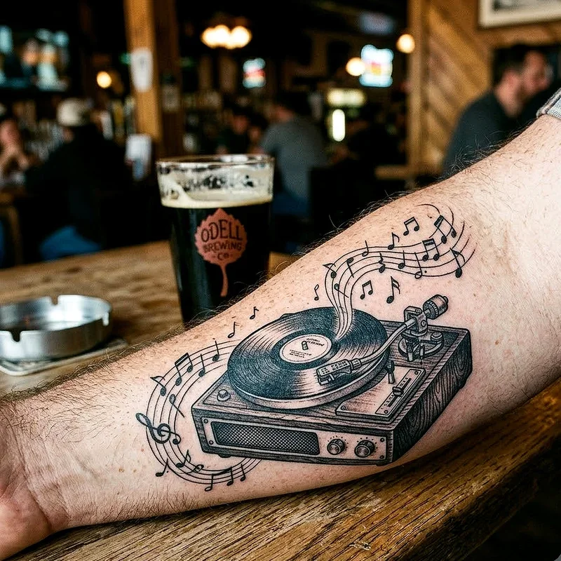 Record Player Tattoo Ideas