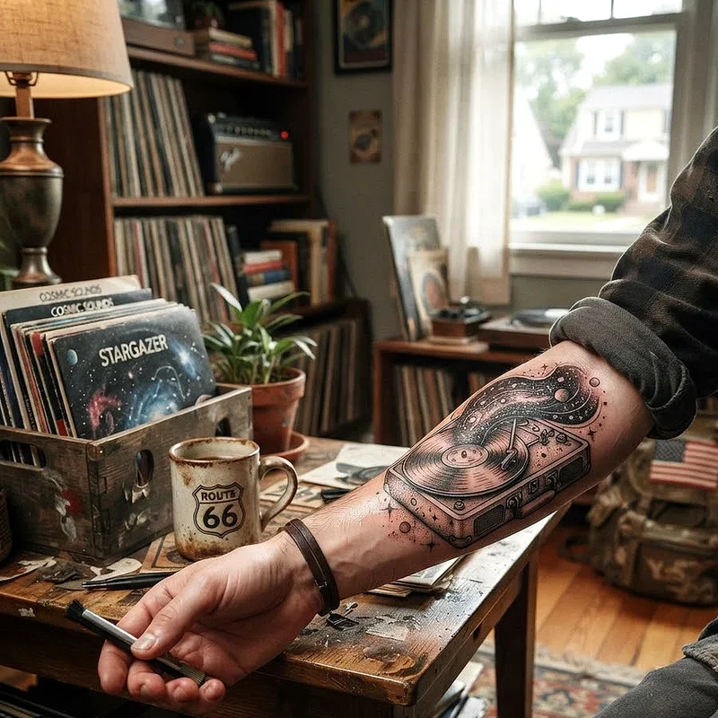 Record Player Tattoo Ideas