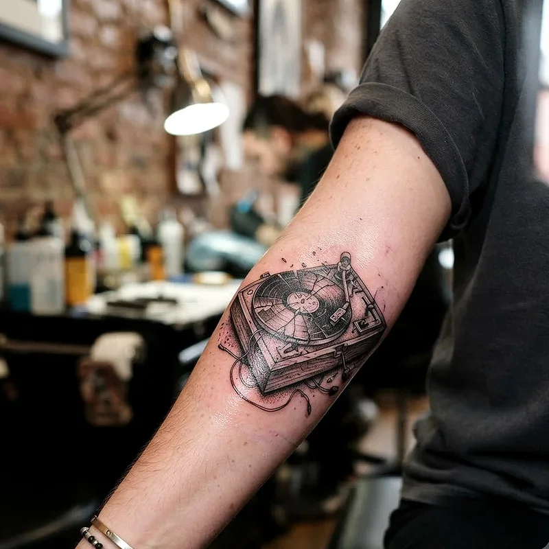 Record Player Tattoo Ideas