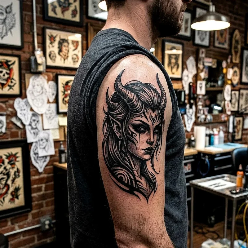 15 Demon Girl Tattoo Ideas for Bold Ink Inspiration
