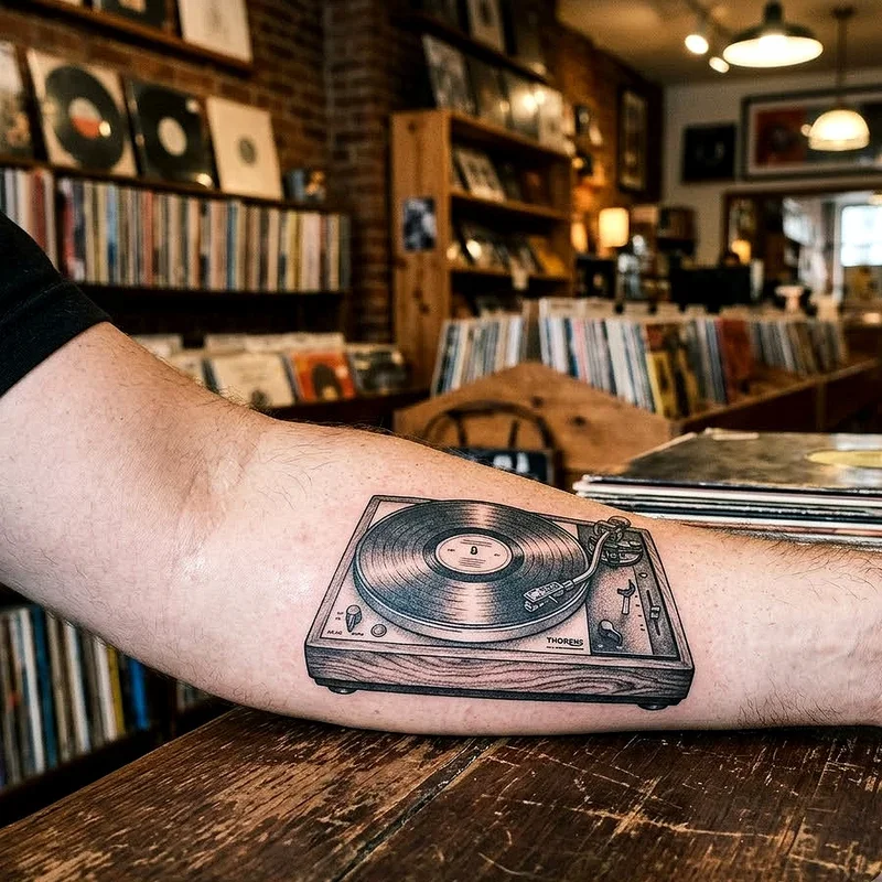 Record Player Tattoo Ideas