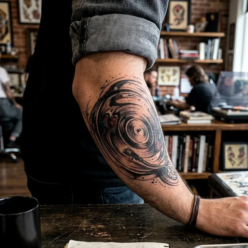 Record Player Tattoo Ideas