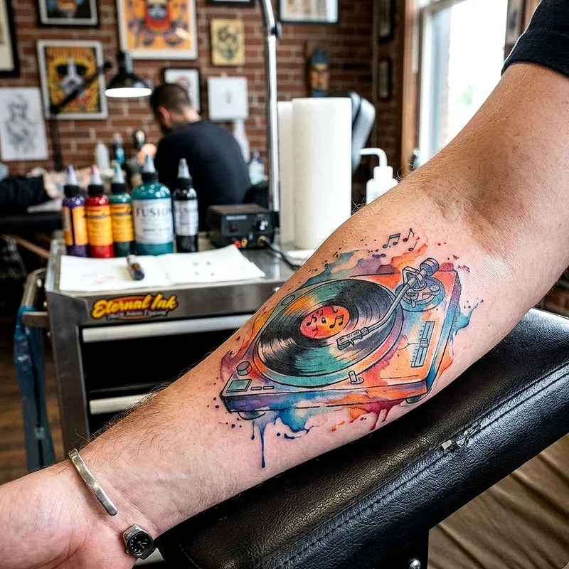 Record Player Tattoo Ideas