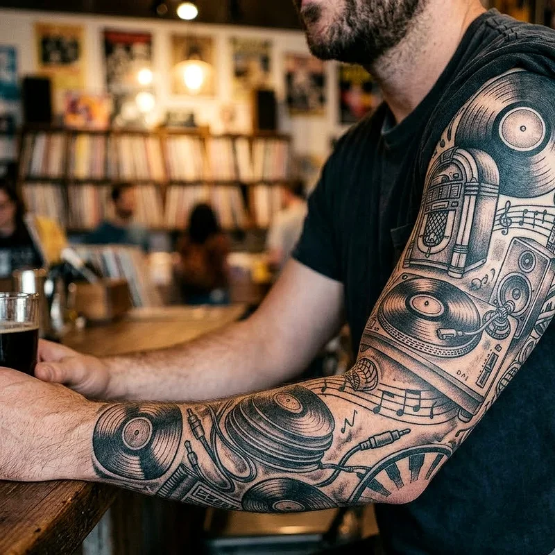 Record Player Tattoo Ideas