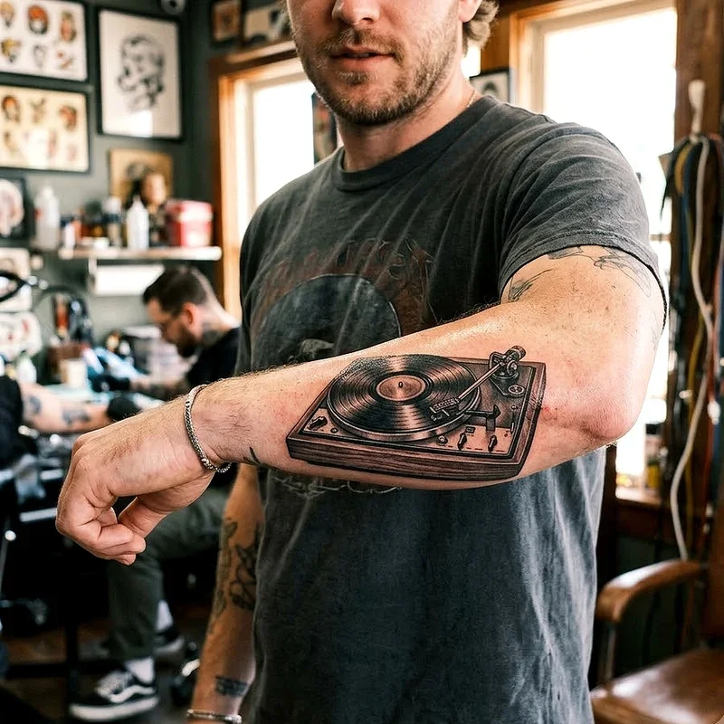 Record Player Tattoo Ideas