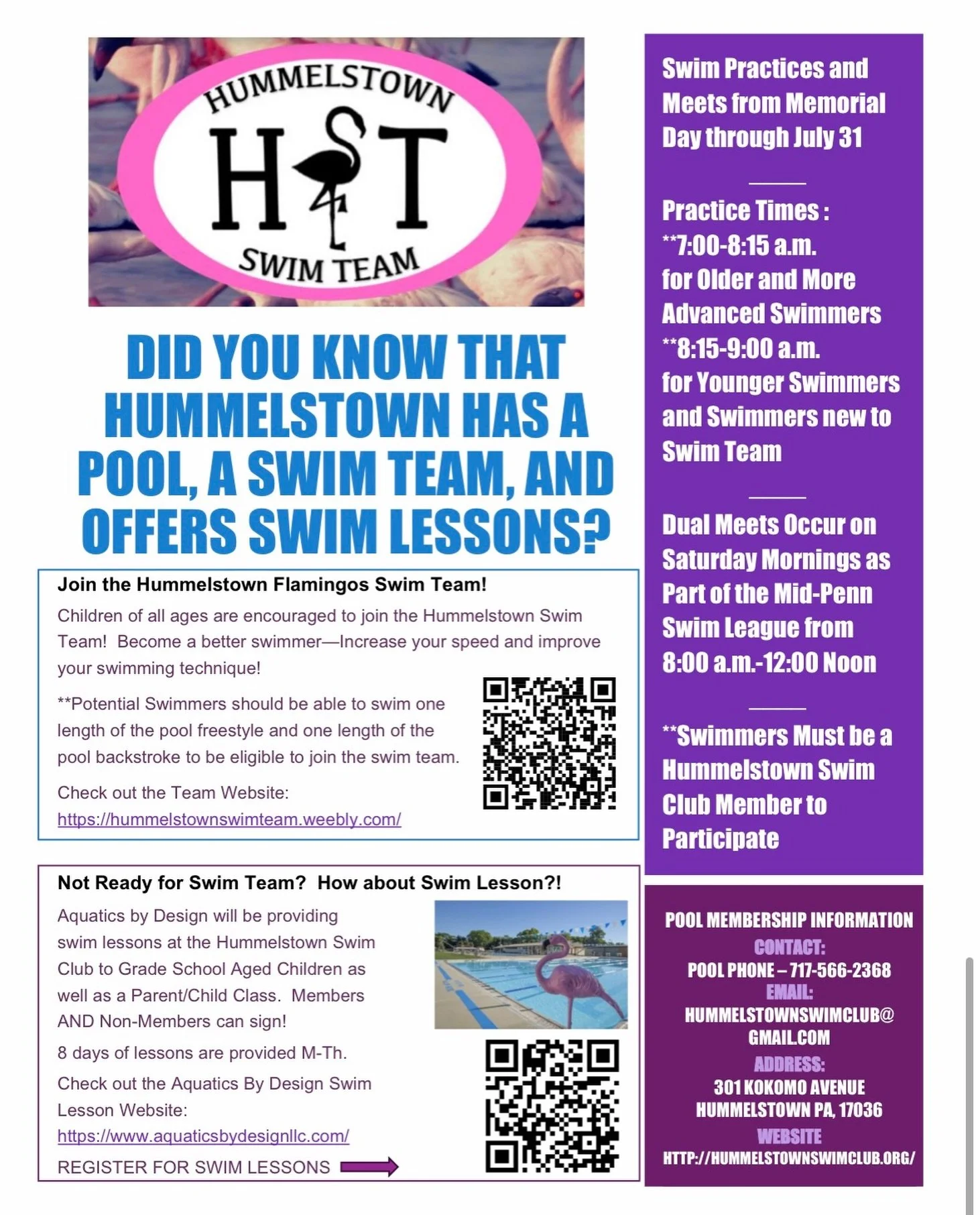 Looking for an amazing Summer Experience?! Check out the Hummelstown Swim Club, Hummelstown Swim Team and Swim Lessons!