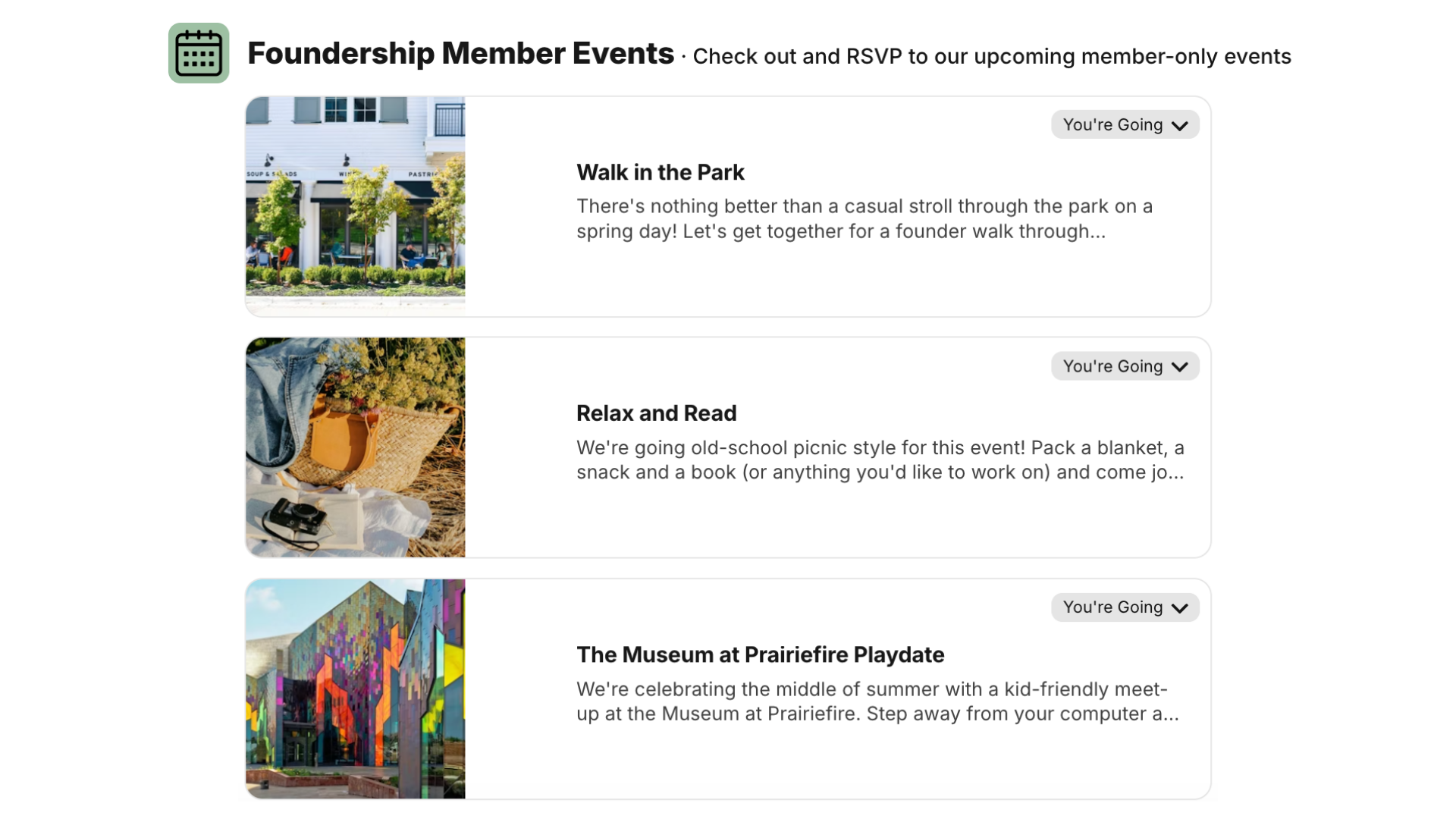 Our member-only events are designed for female founders in Kansas City to connect in-person, more often.