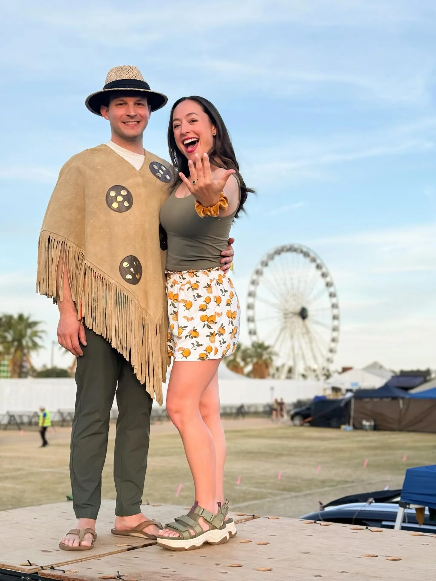 EngagedChella! 💃🏻🪩 🕺🏻 To my forever disco date @mbochey 

🏜️ photo 1: 2026; photo 2: 2025