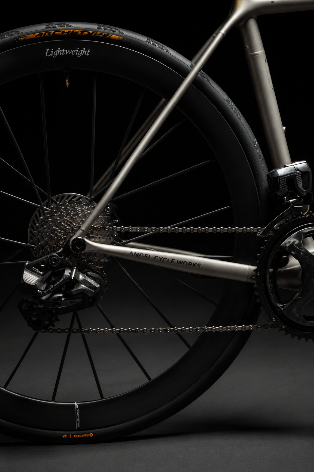 ANGEL Heaven bespoke titanium road bike drivetrain and rear triangle