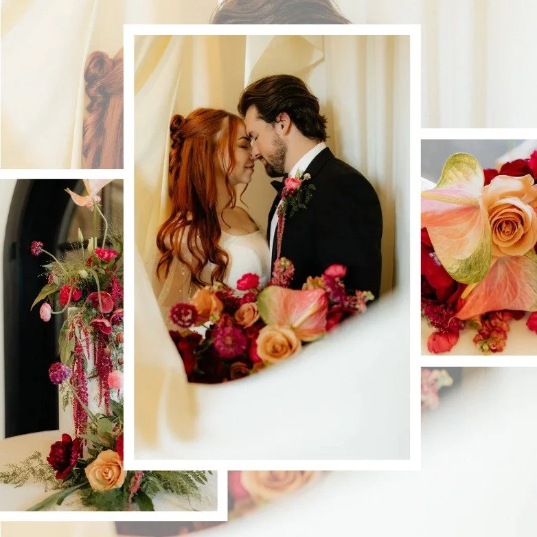 Moody, romantic, and just a little dramatic &mdash; in the best way.
This design layered deep reds, blush tones, and bold textures to create a table (and bouquet!) that stopped people in their tracks.

🌹 Featuring rich velvet, modern black chargers,