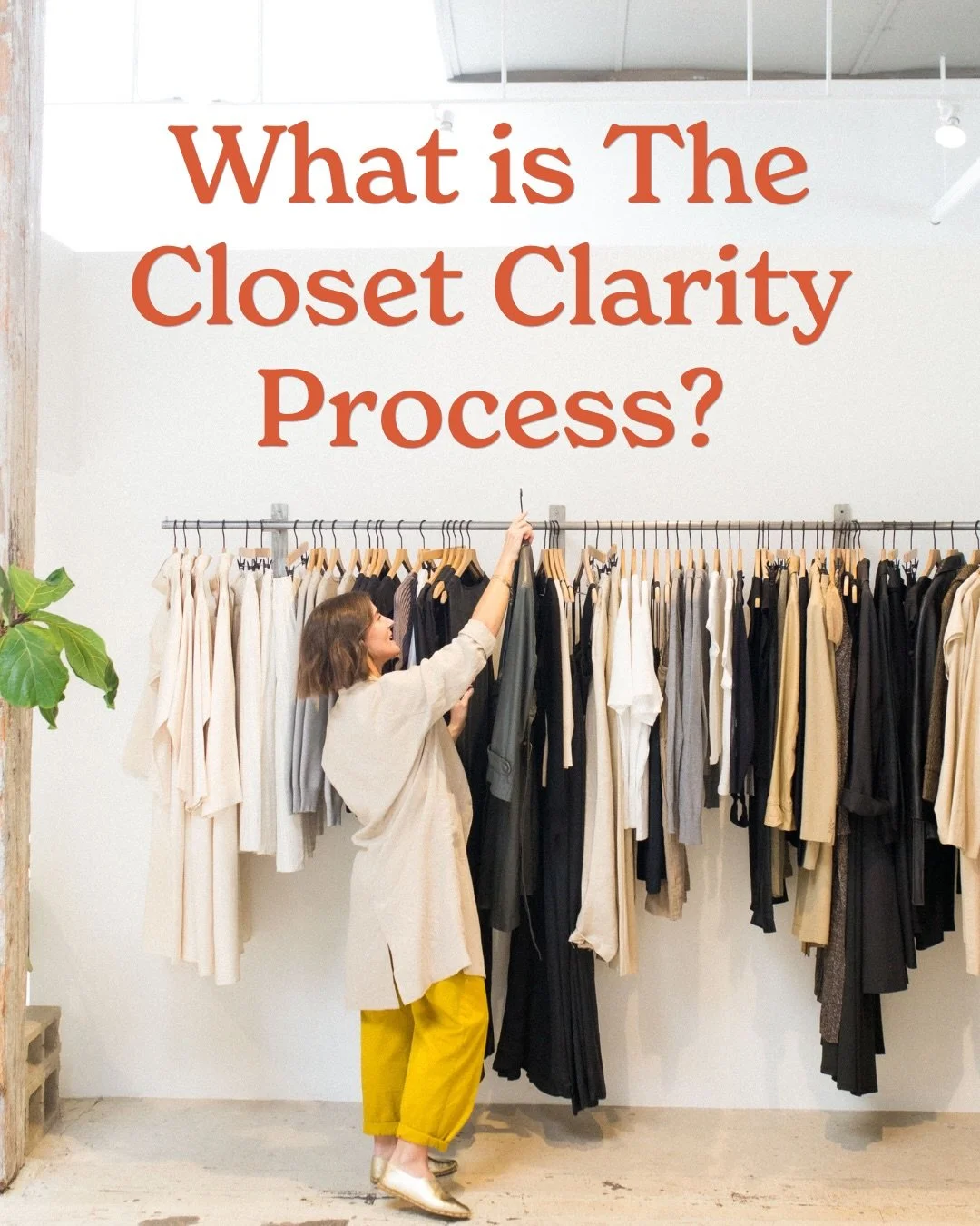 THE CLOSET CLARITY PROCESS is my signature way of guiding you back to your most aligned, inspired wardrobe ✨

It&rsquo;s not a closet clean-out.
It&rsquo;s not a makeover.

It&rsquo;s a transformative process that blends wardrobe curation, styling, o