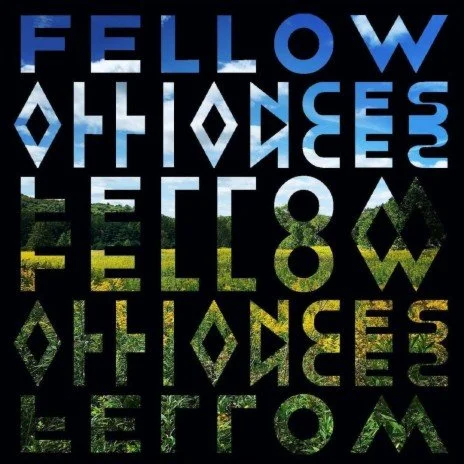 Text that reads 'FELLOW AFFECTS' in blue, white, yellow, and green letters, repeated and reflected with a nature background.