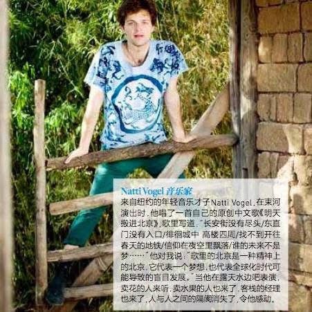 Natti Vogel sitting on a wooden fence outdoors, with greenery in the background and a brick wall nearby. There is a block of text in Chinese at the bottom of the image.