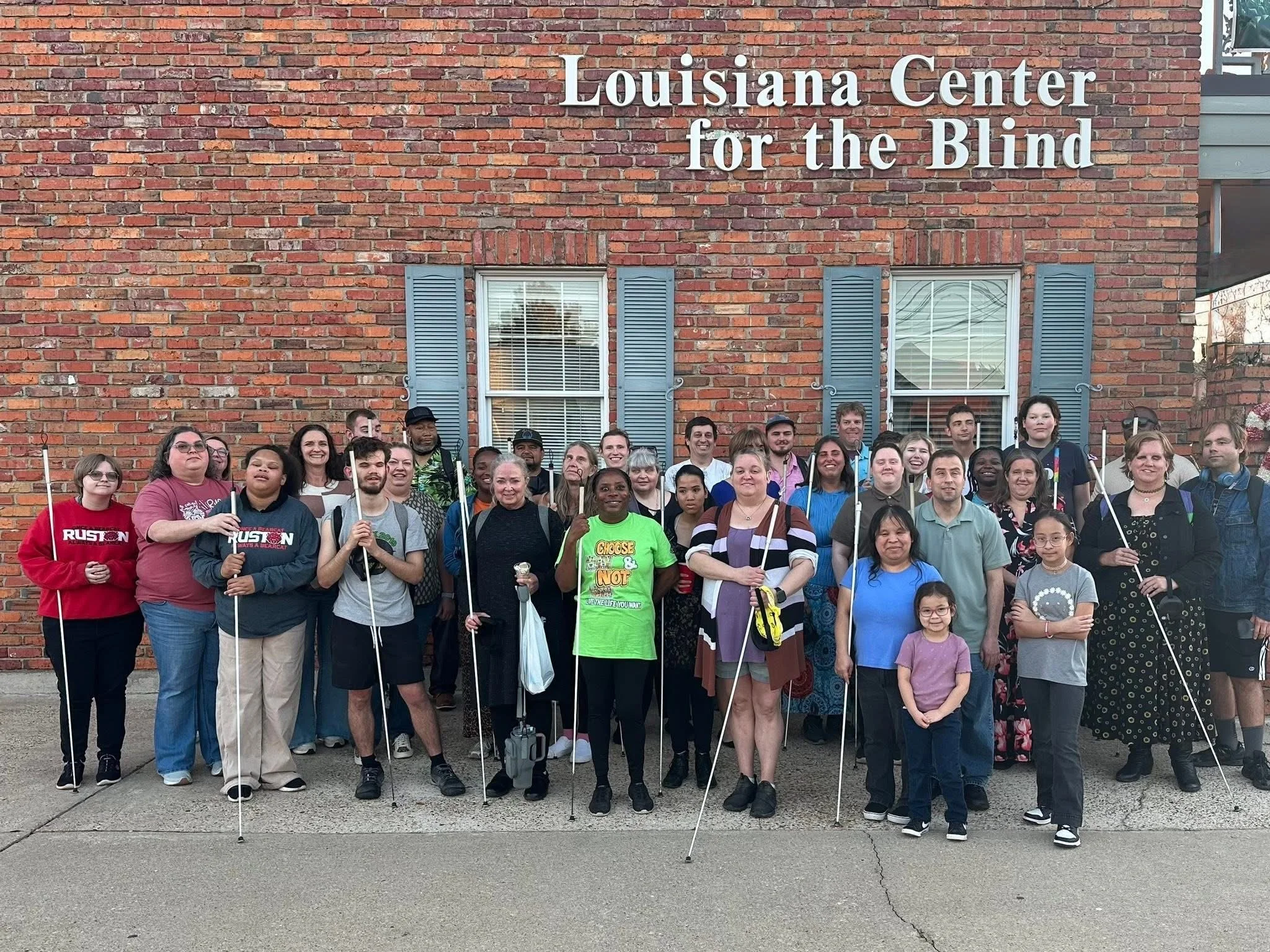 LCB Students and staff standing outside LCB building