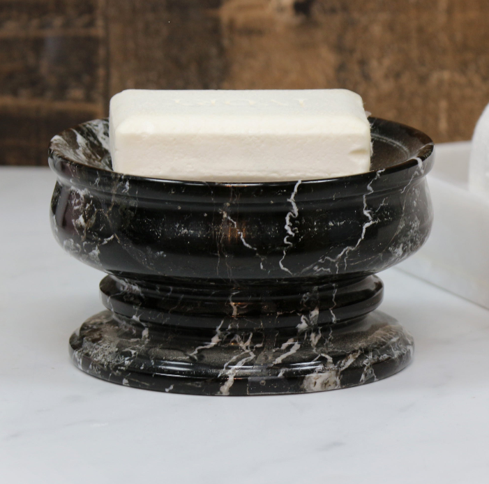 Natural Marble Soap Dish Collection, Hand-Polished Stone Fixtures for Luxury Bathroom Countertops