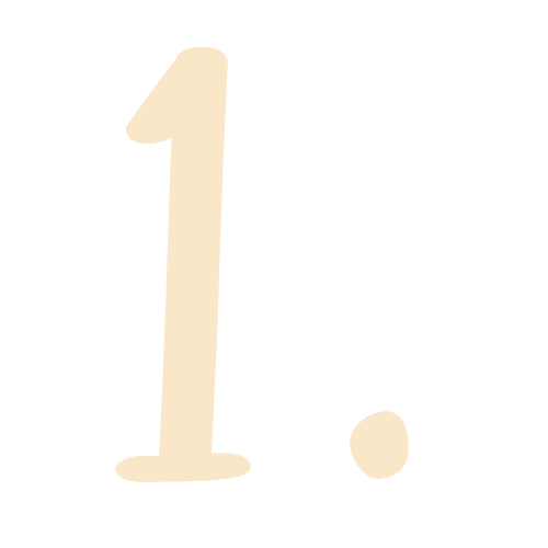 A large beige number one with a period mark in front of a transparent background.