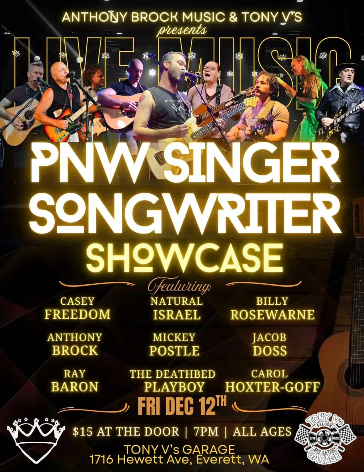 PNW Singer Songwriter Showcase at Tony V's Garage