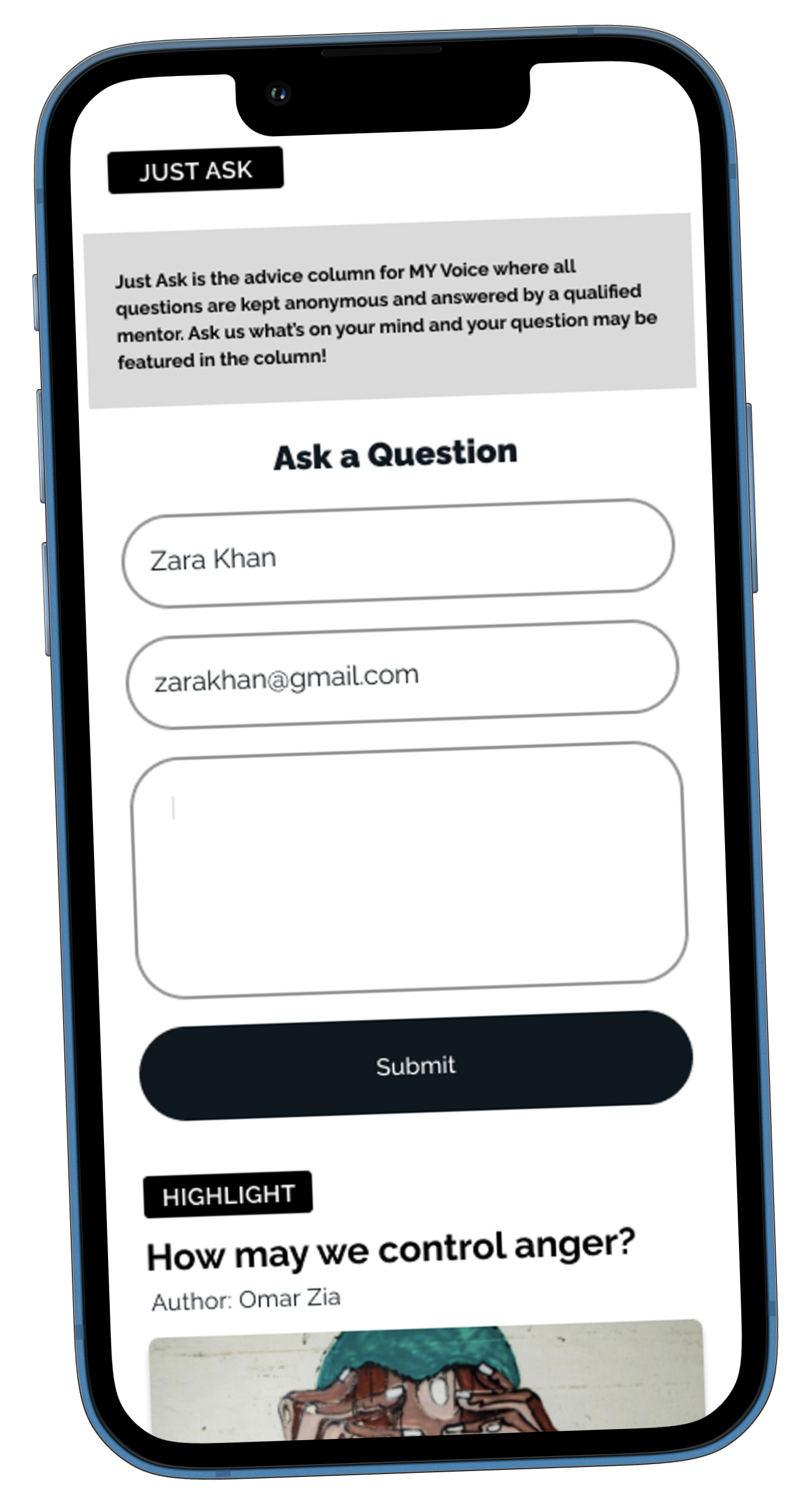 Question & Ask page app prototype feature