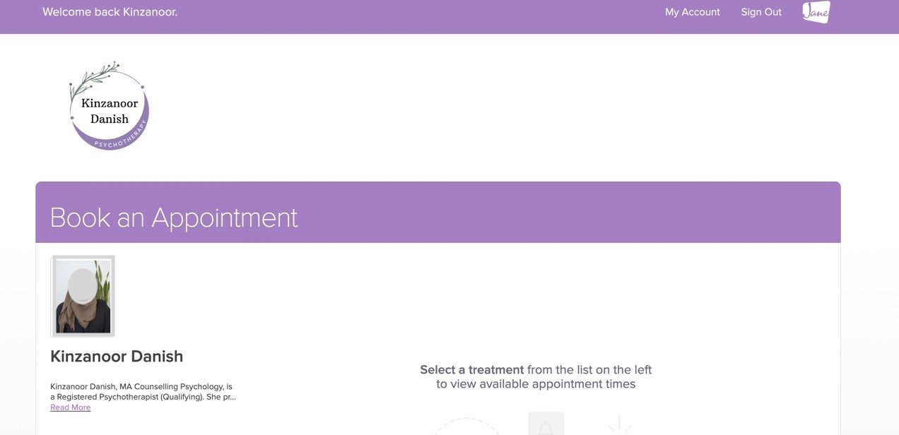 logo on client therapy practice dashboard