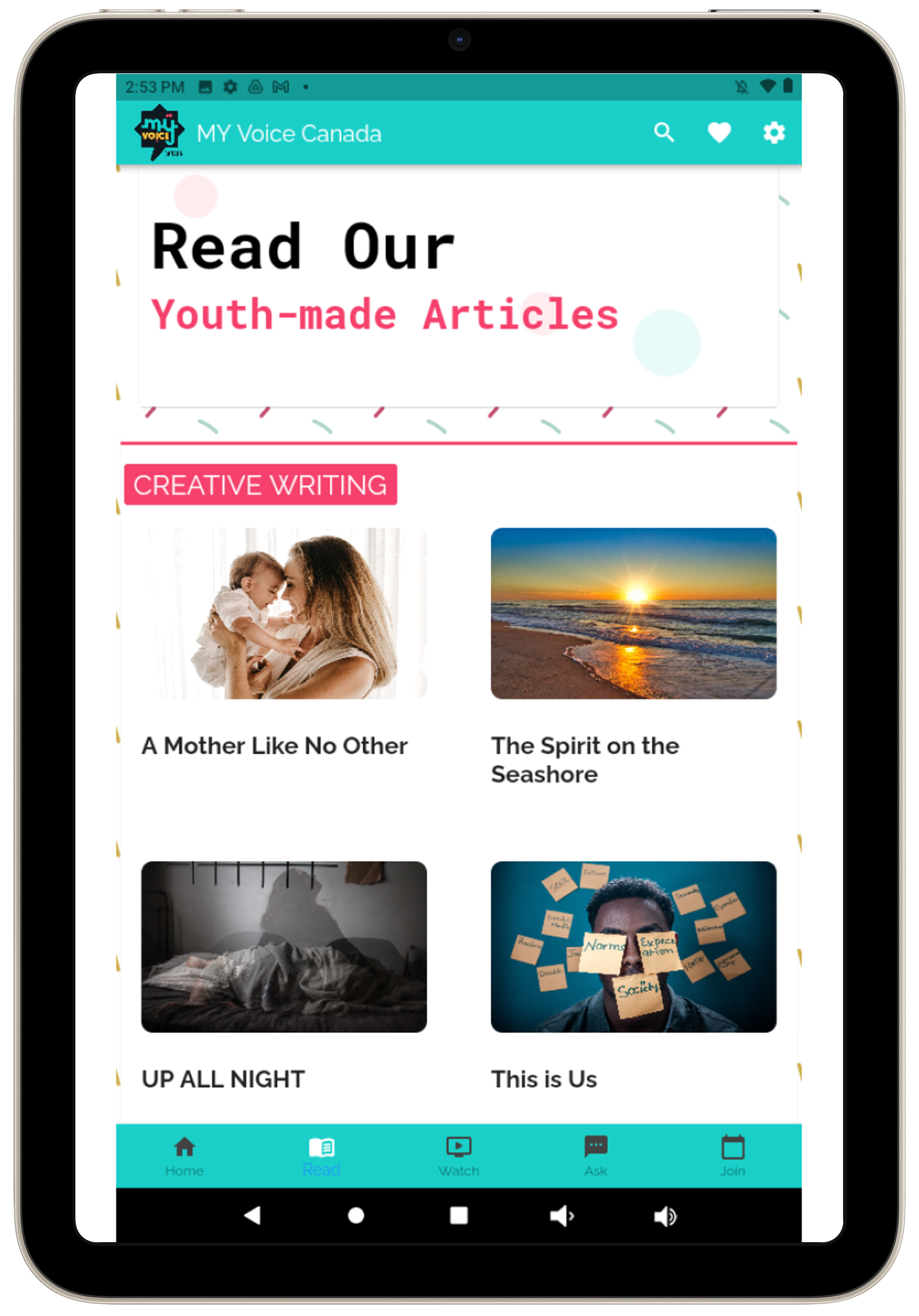 Read page articles on tablet