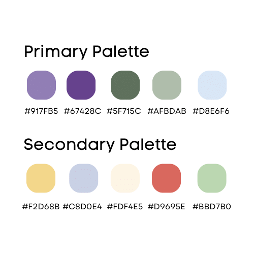 primary and secondary colour palette