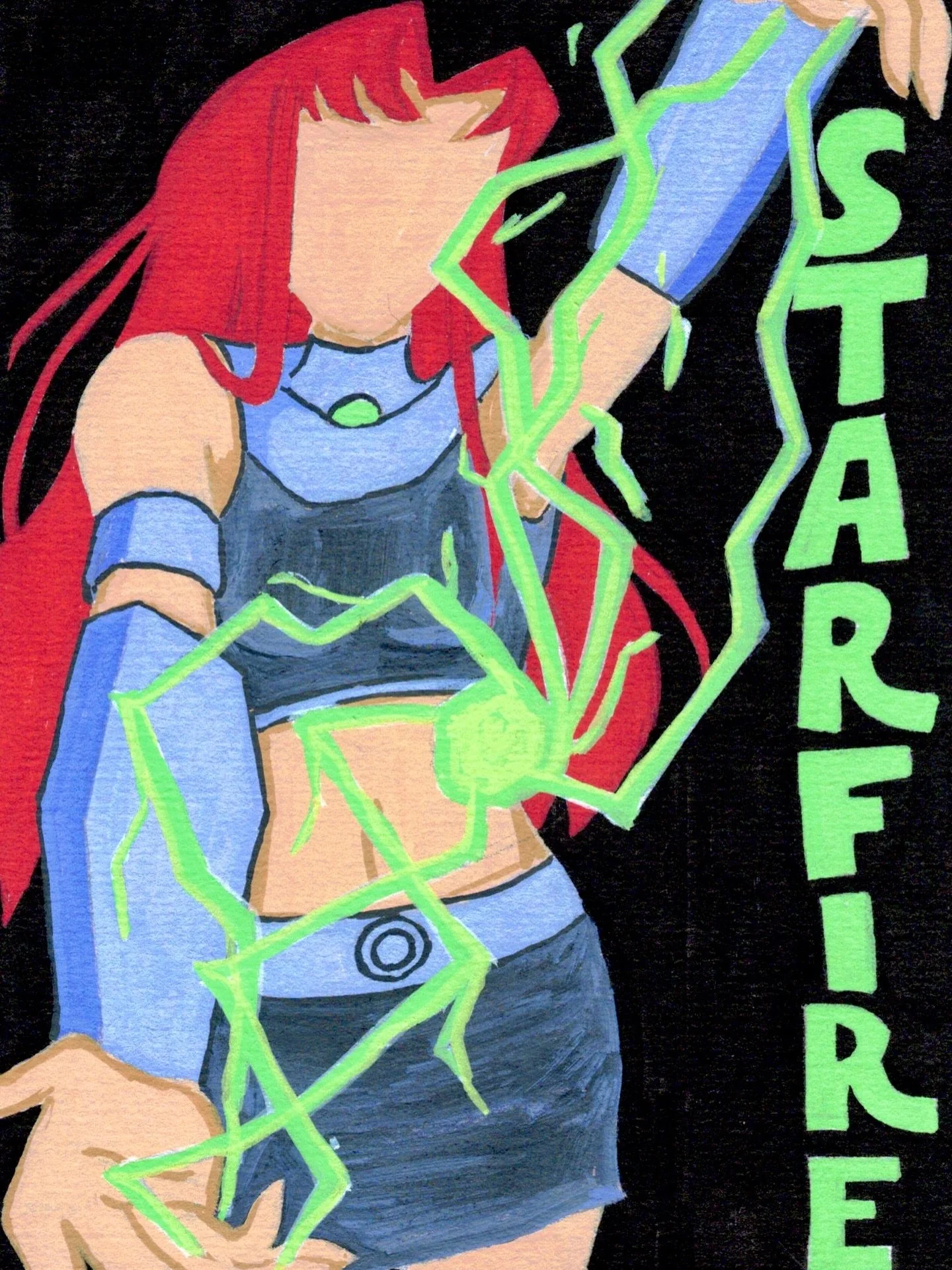 S is for Starfire &mdash; Cosmic Flame of Hope 🔥
 Starfire (Koriand&rsquo;r) is a warrior princess from Tamaran, radiating warmth, strength, and unyielding spirit. From starbolts that light the sky to her boundless compassion, she proves that even i